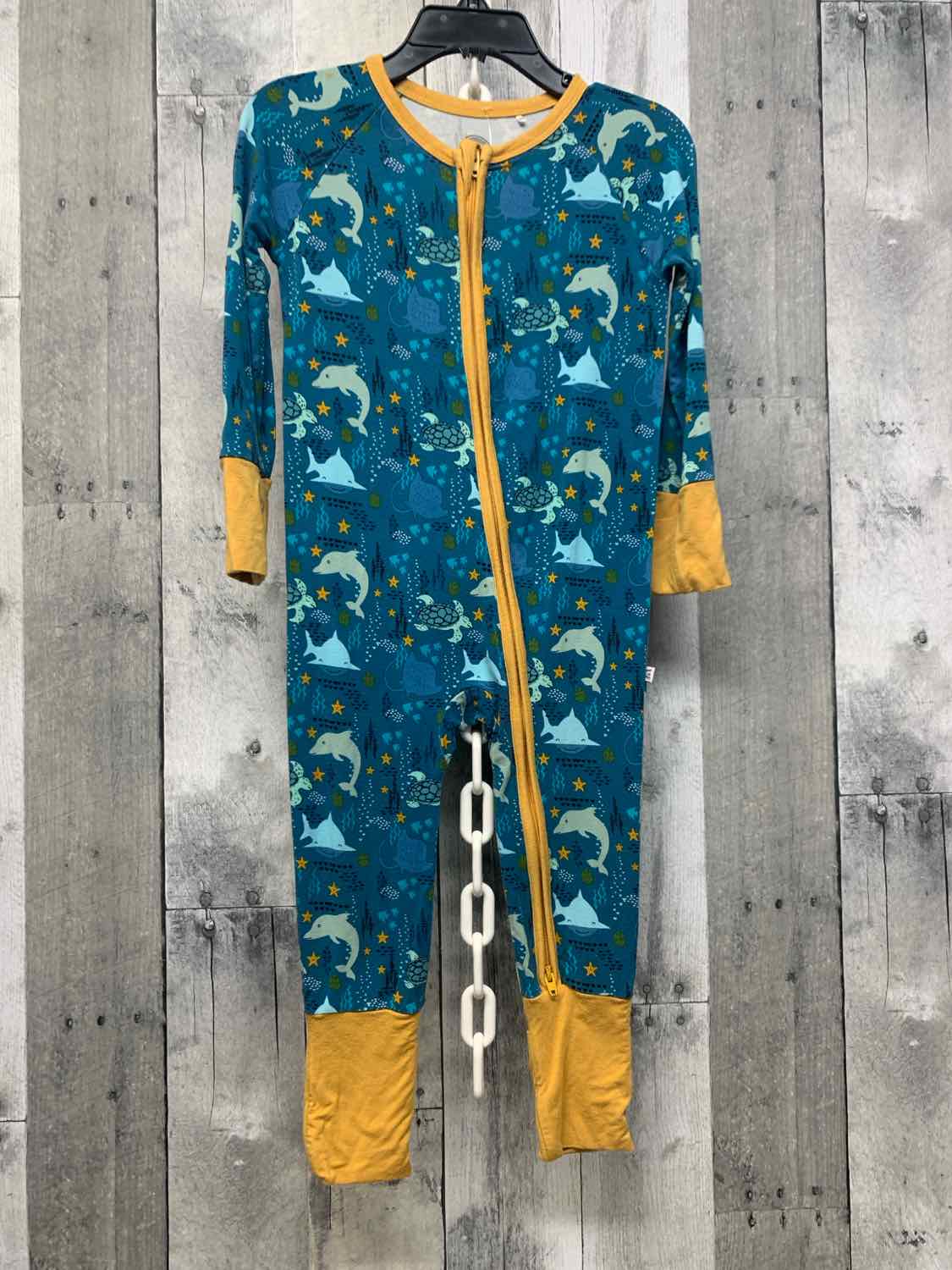 Size 18-24 Months Teal Print Bamboo Footy PJs