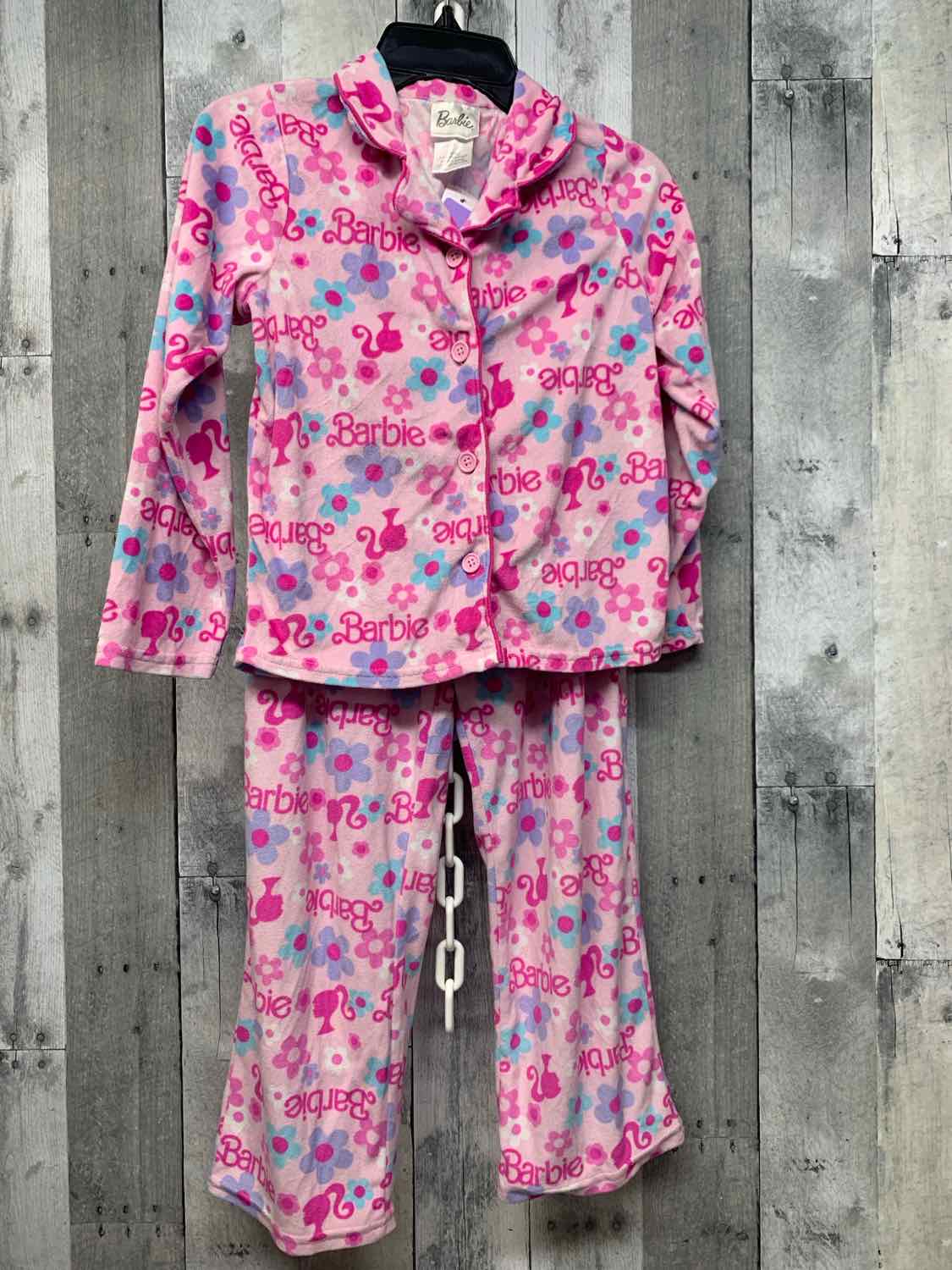 Size 8 Pink Print Barbie 2pc PJs