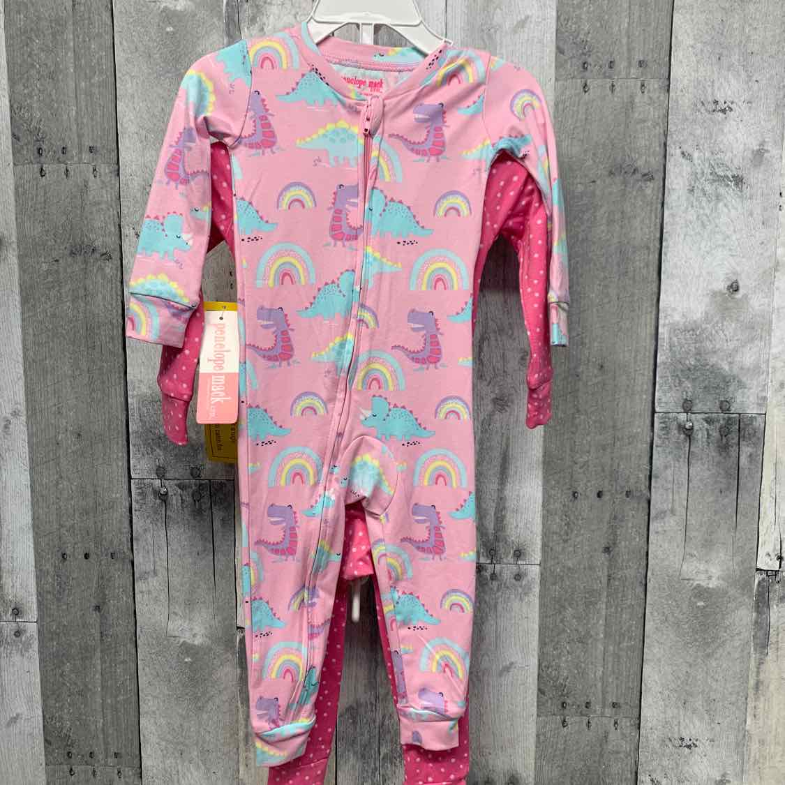 Size 12 Months Pink Print Penelope Mack Footy PJs