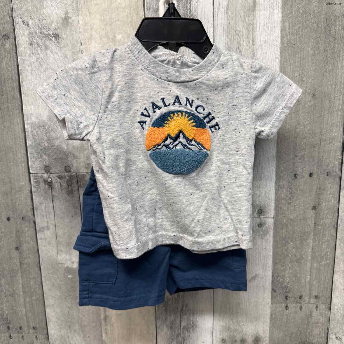 Size 3-6 Months Gray/Navy B Brand Shirt/Shorts