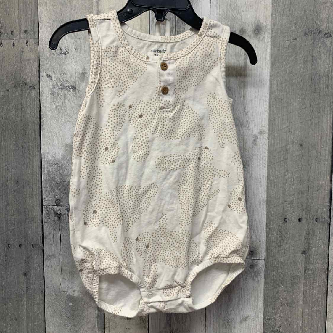 Size 24 Months White/Brown Carter's Romper
