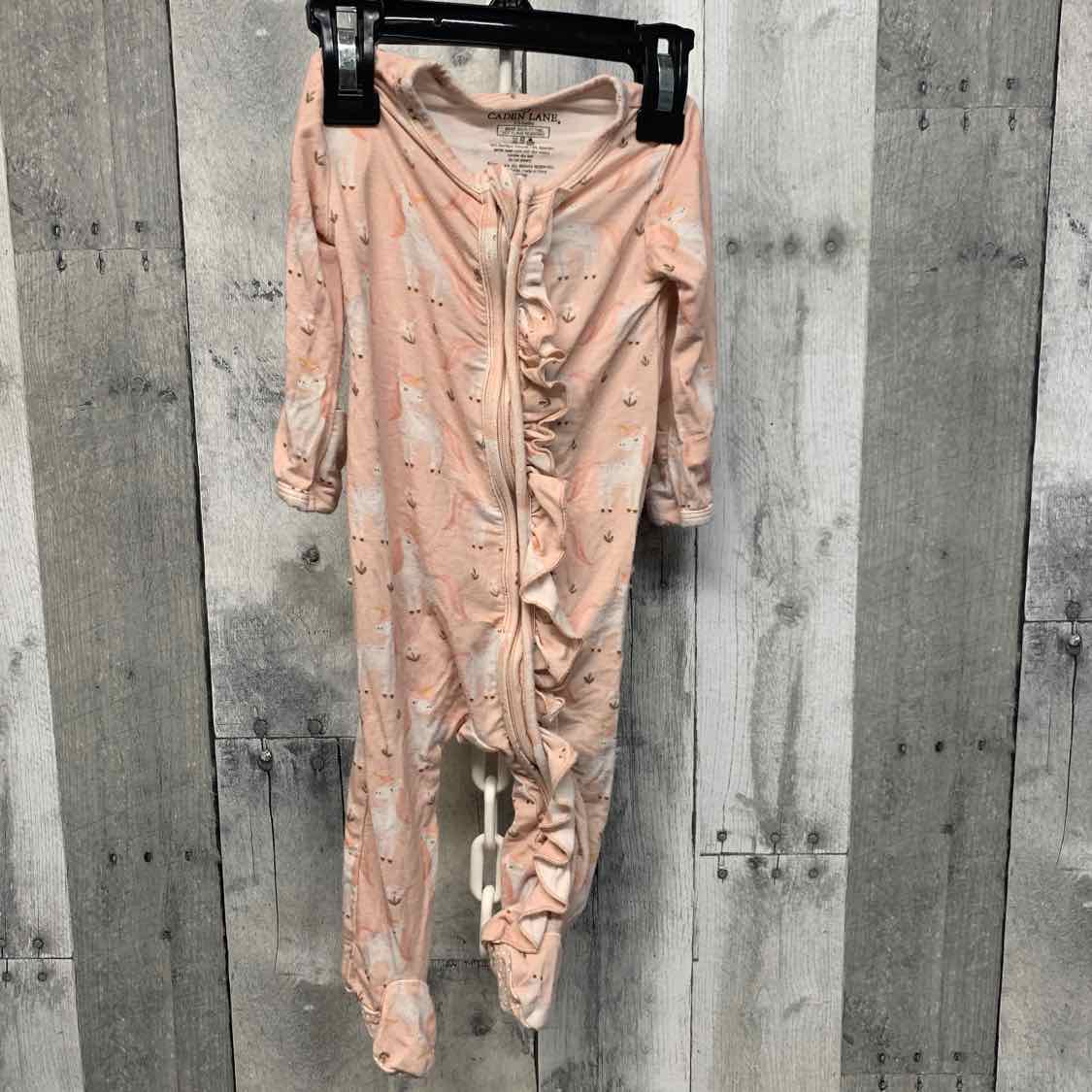 Size 0-3 Months Pink/White Bamboo Footy PJs