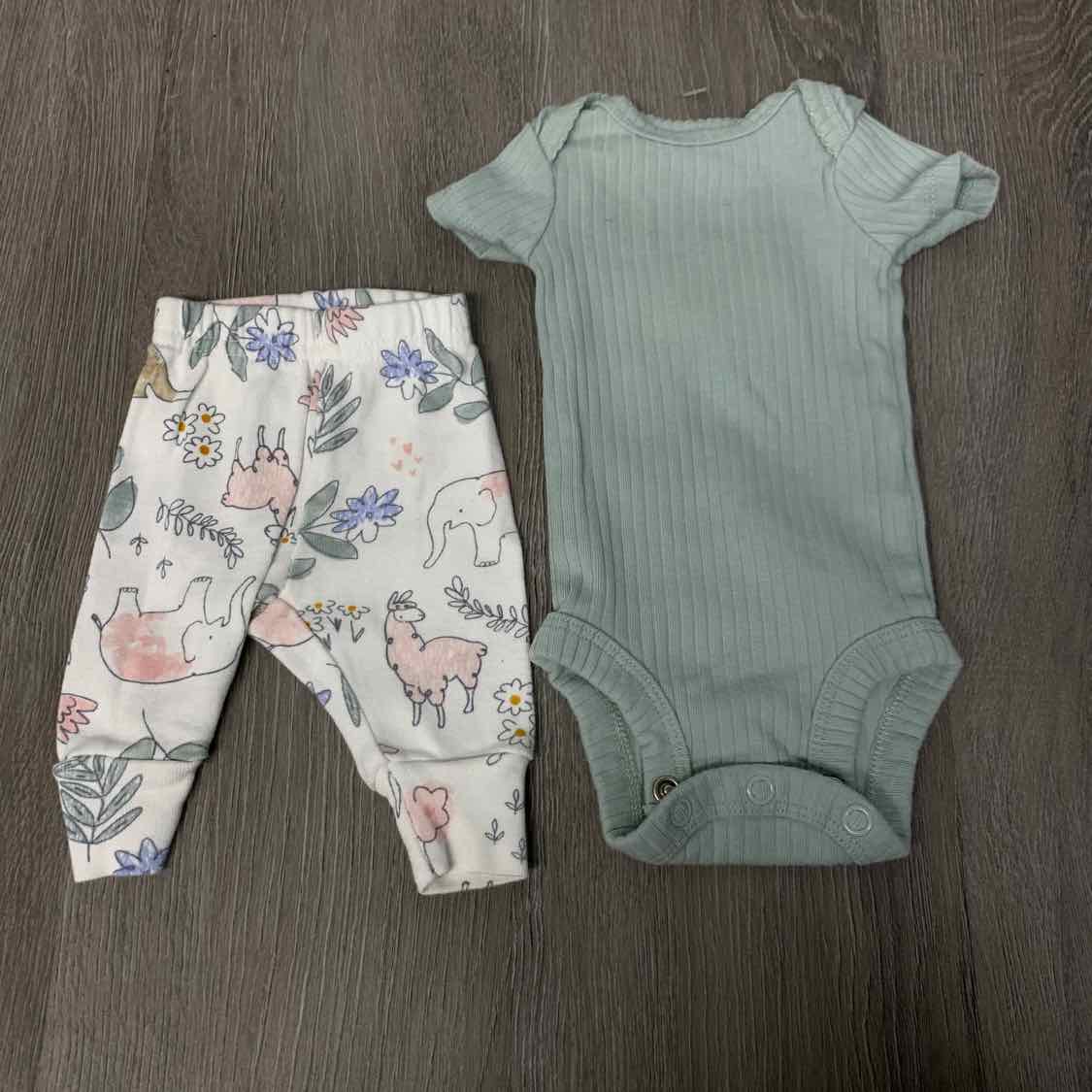Size Preemie Green/White Just One You Shirt/Leggings