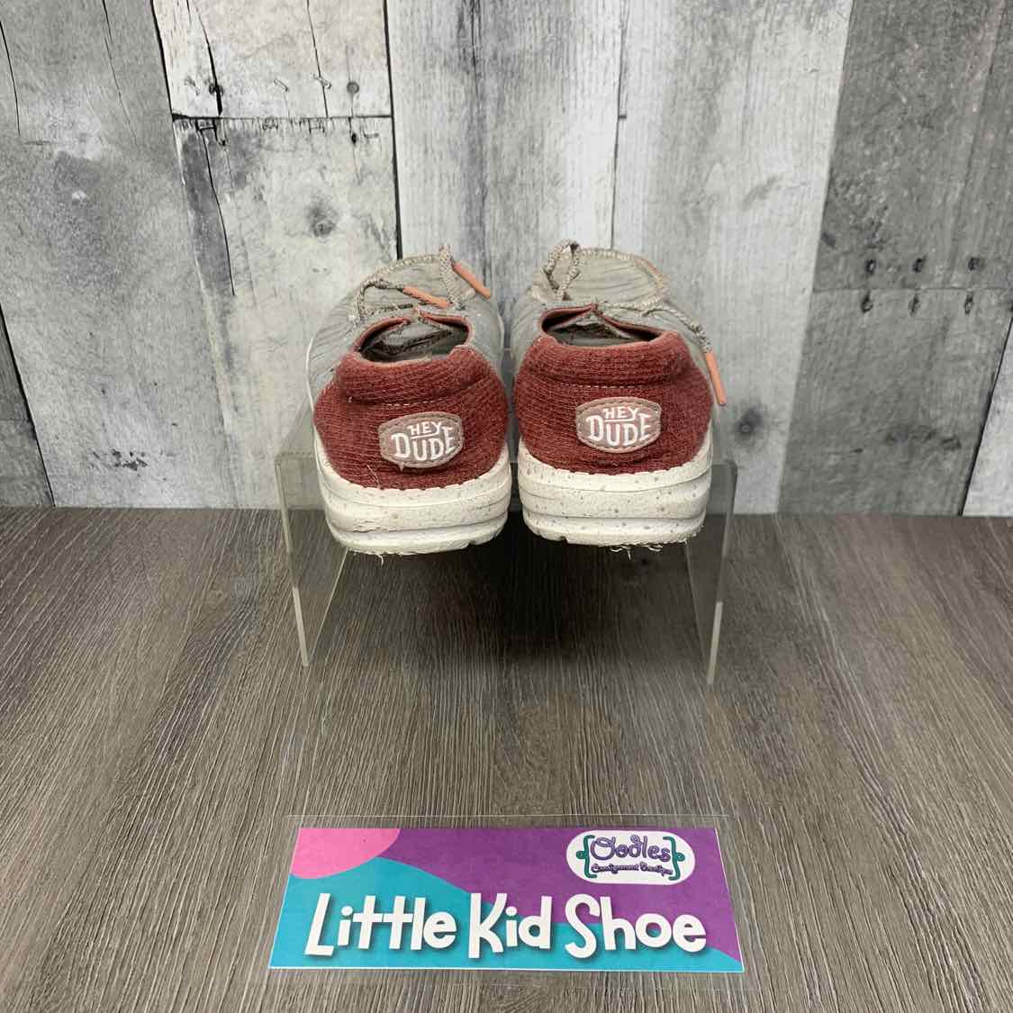 Size 12 Gray/Burgundy Hey Dude Loafers