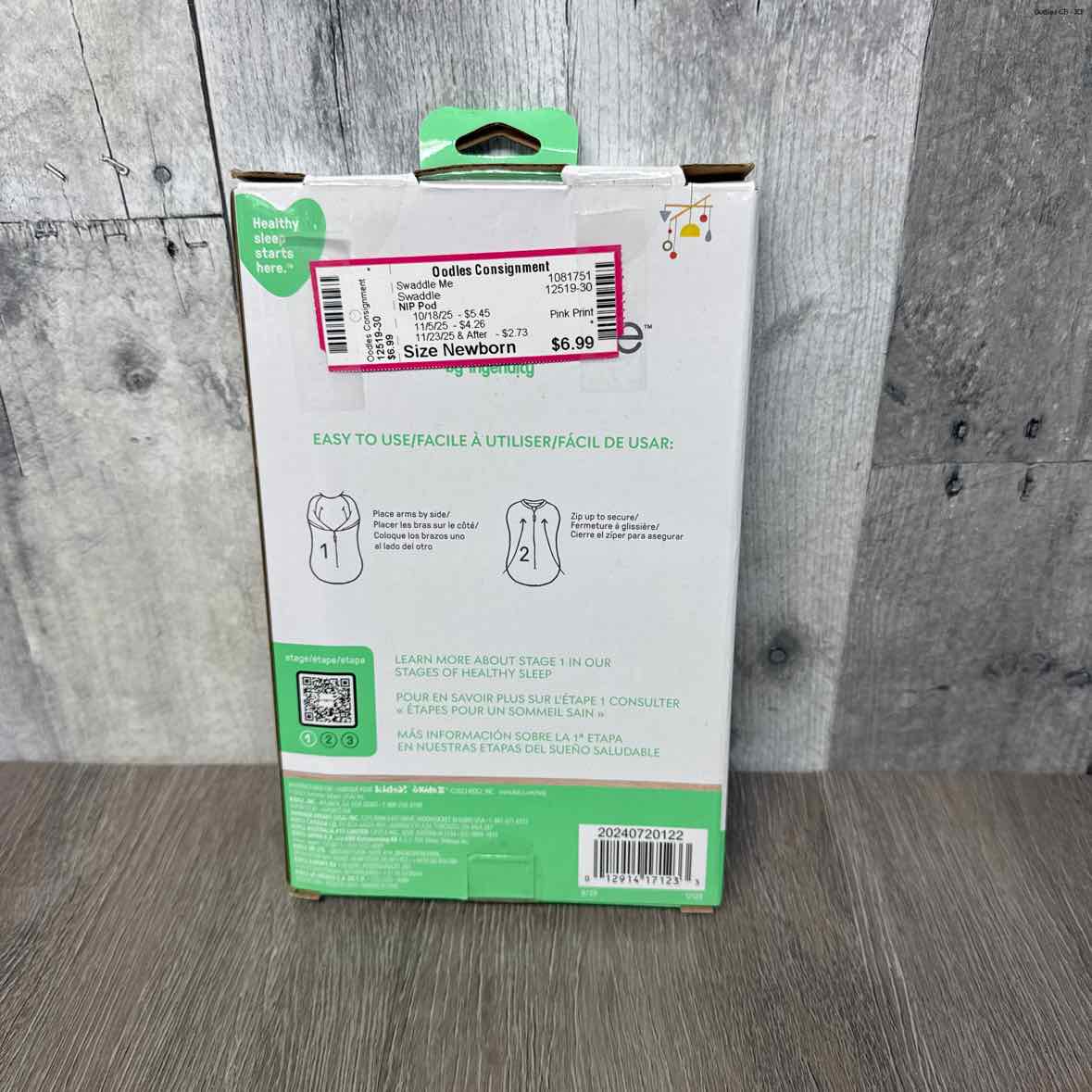 Size Newborn Pink Print Swaddle Me Swaddle