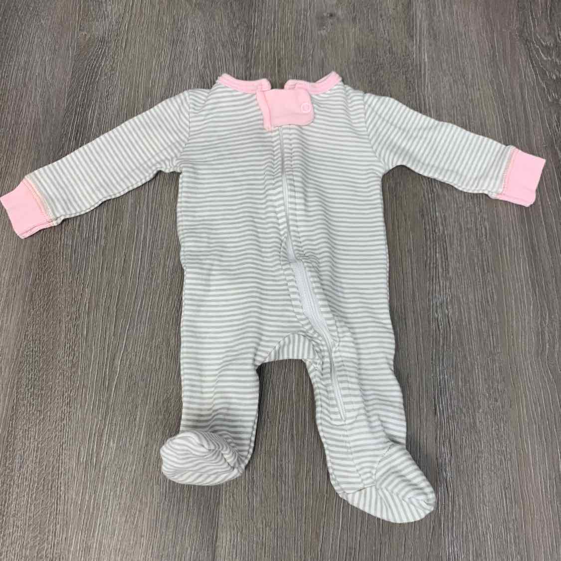Size Preemie White Striped B Brand Footy PJs
