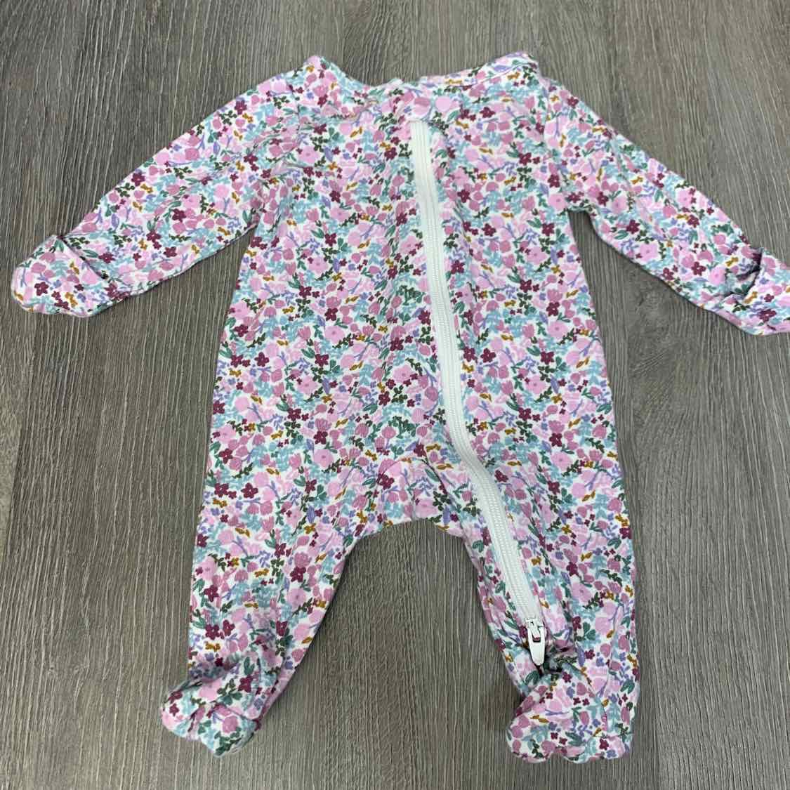 Size Preemie Purple Floral Print Just One You Footy PJs
