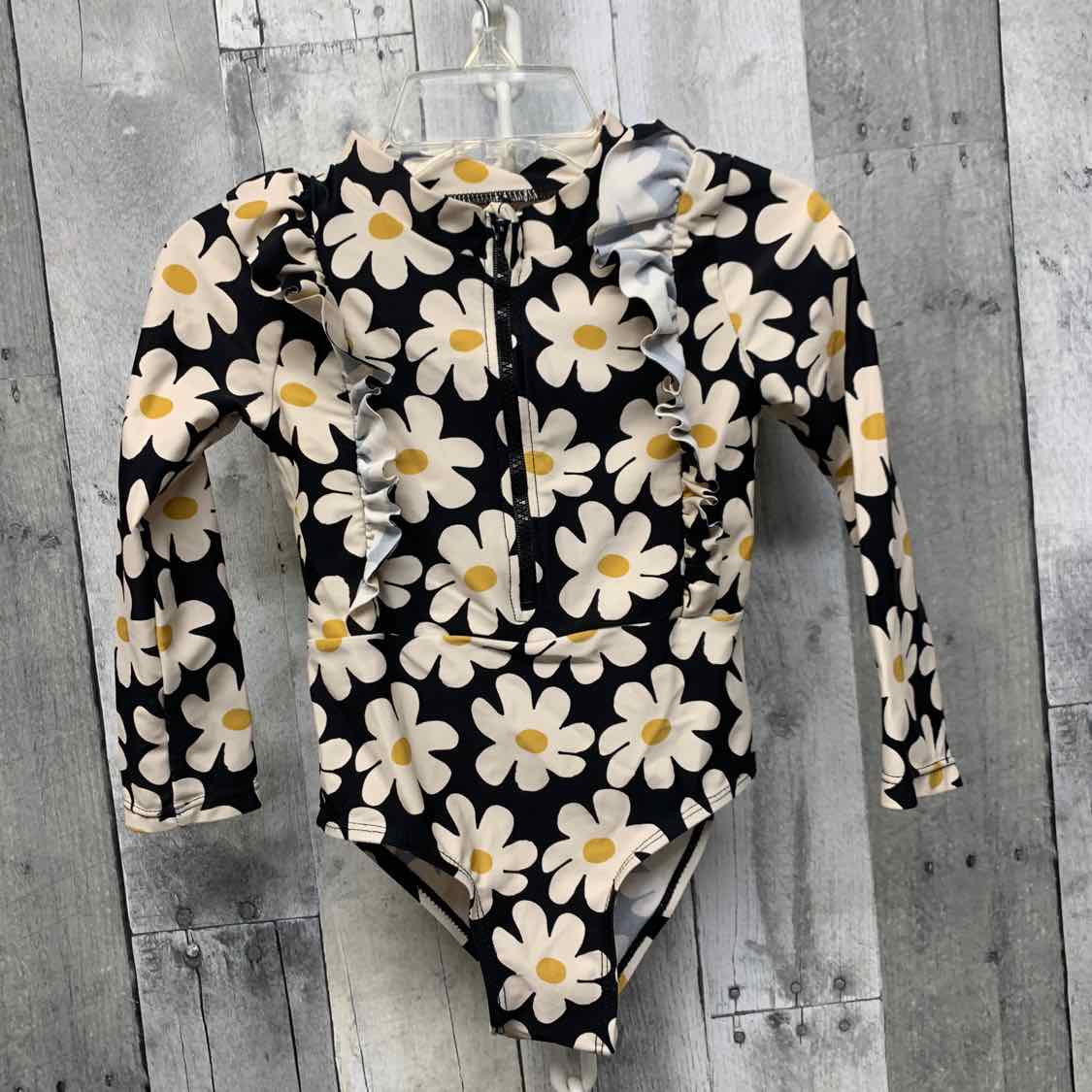 Size 2T Black Floral Print Jessica Simpson Swim Suit - 1pc