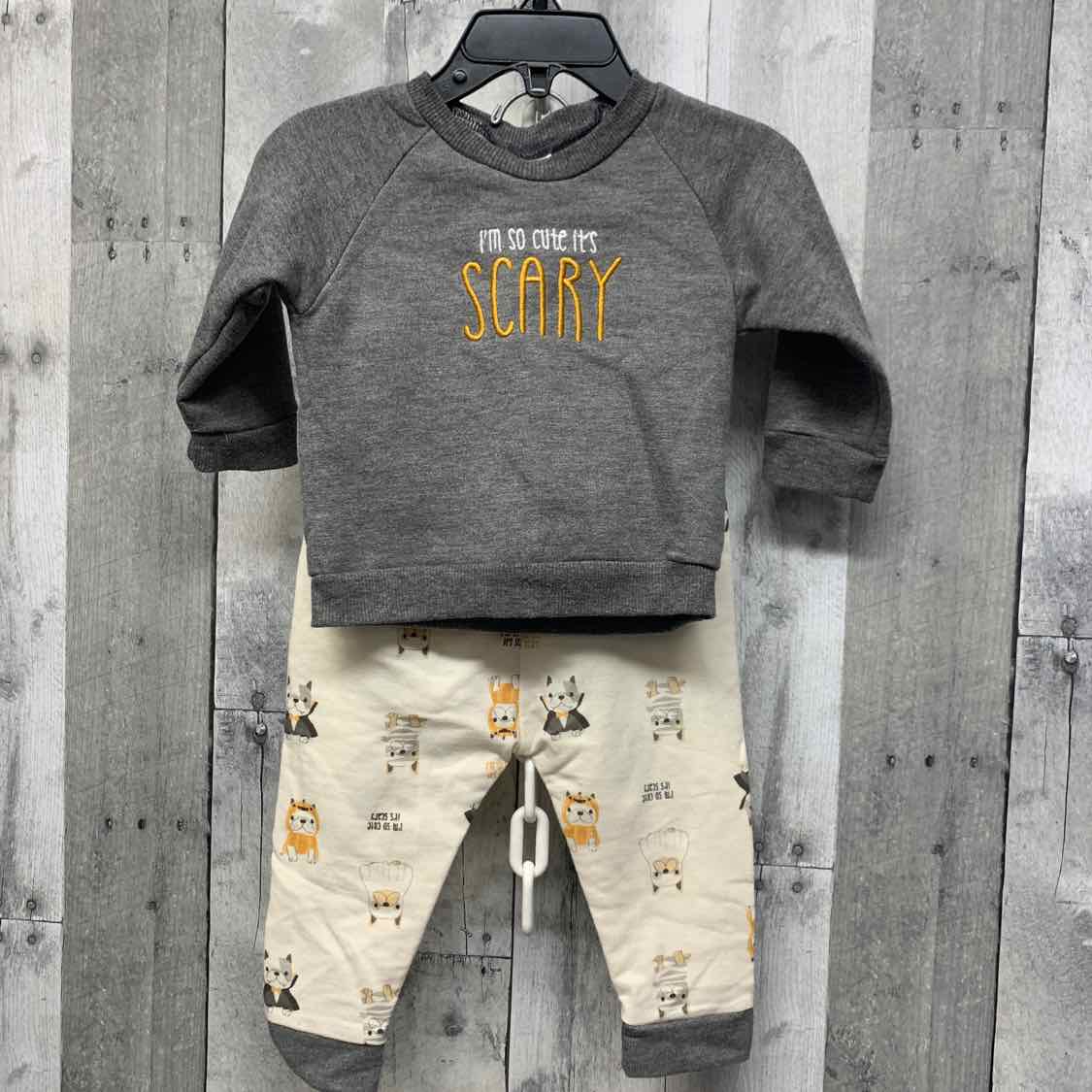 Size 6-9 Months Gray/Yellow Bon Bebe Shirt/Leggings