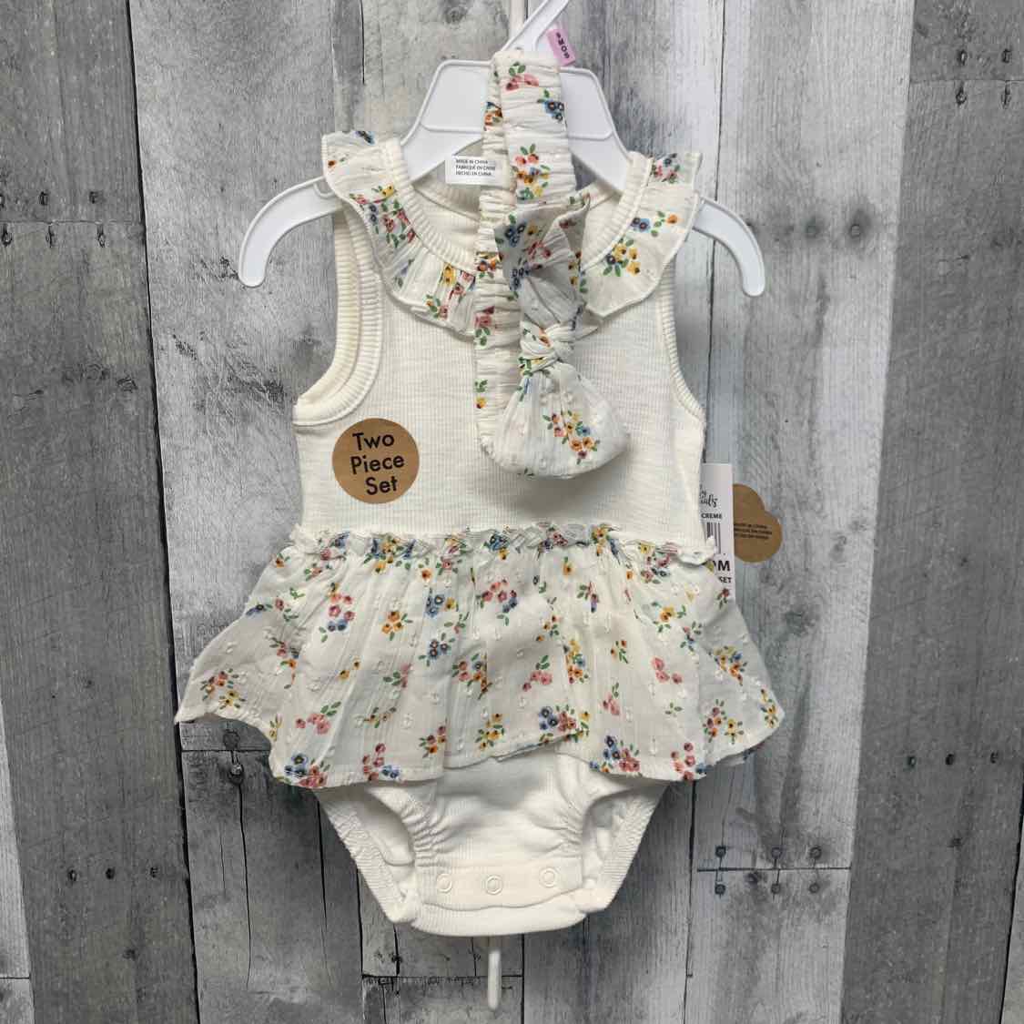 Size 9 Months White Floral Print Baby Essentials Romper