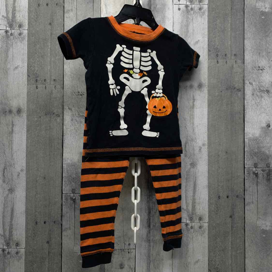 Size 2T Orange/Black Just One You 2pc PJs