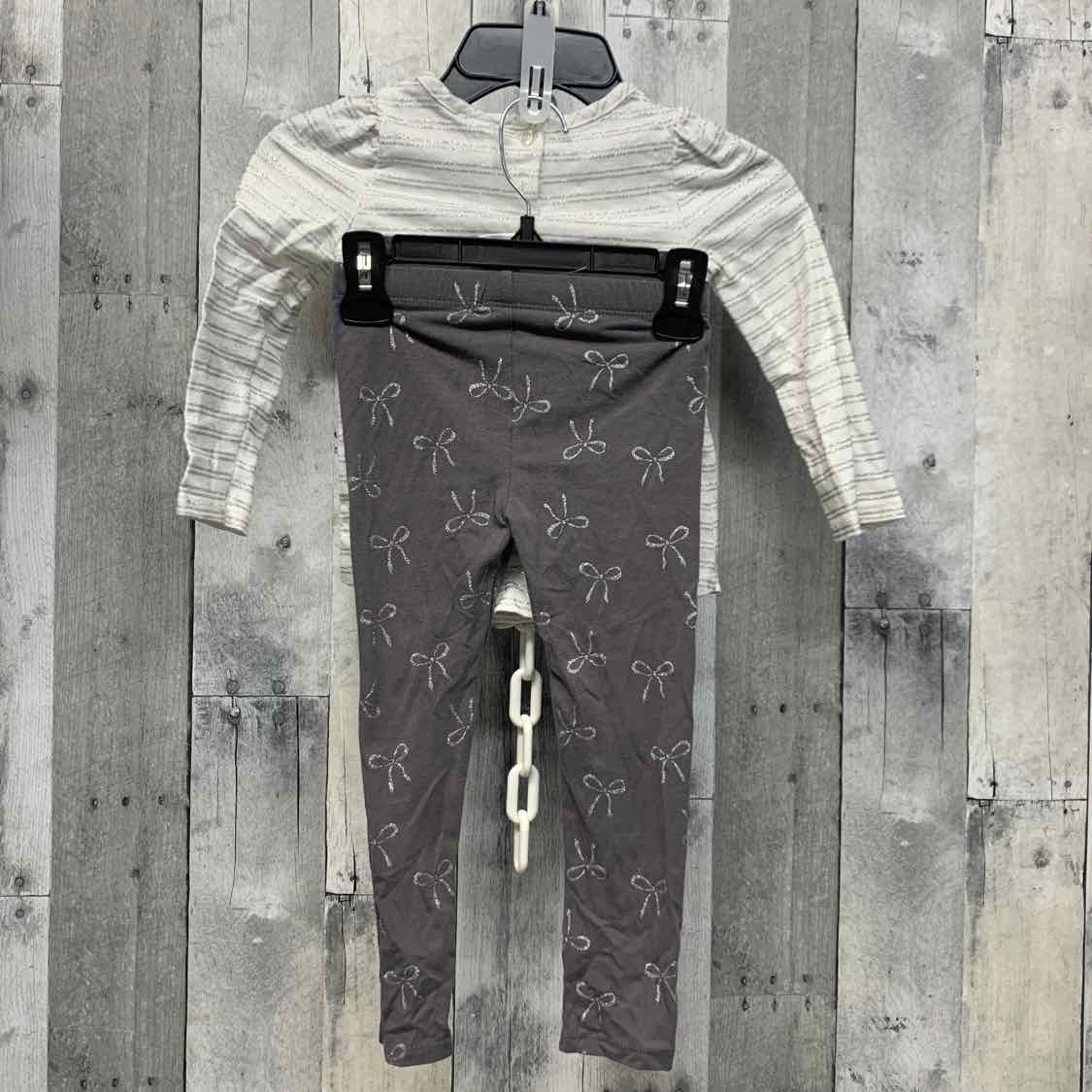 Size 4T White/Silver Little Lass Shirt/Leggings