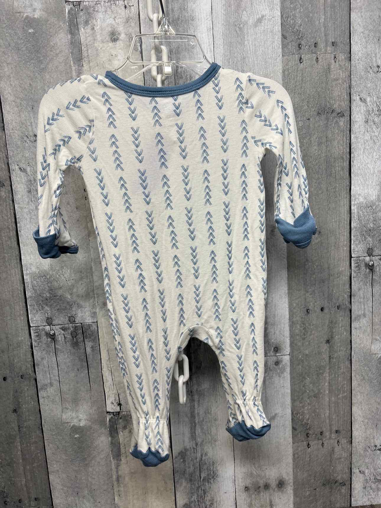 Size 0-3 Months White/Blue Cloud Island Footy PJs