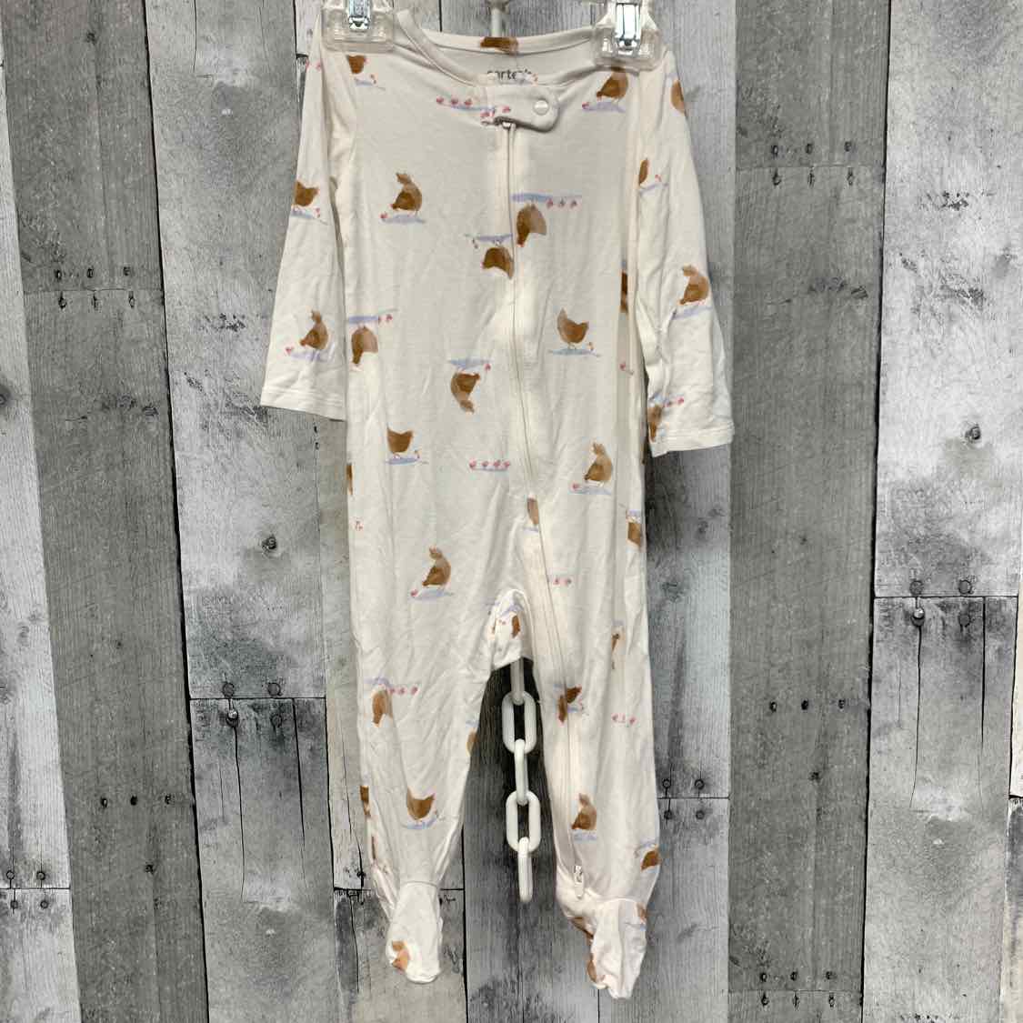 Size 9 Months White Print Just One You Footy PJs