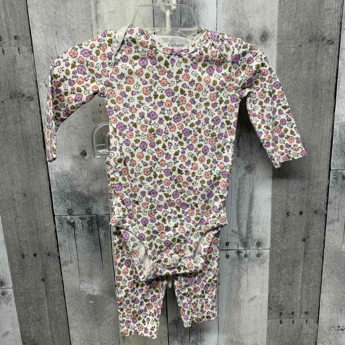 Size 6 Months Purple Floral Print Carter's Shirt/Leggings