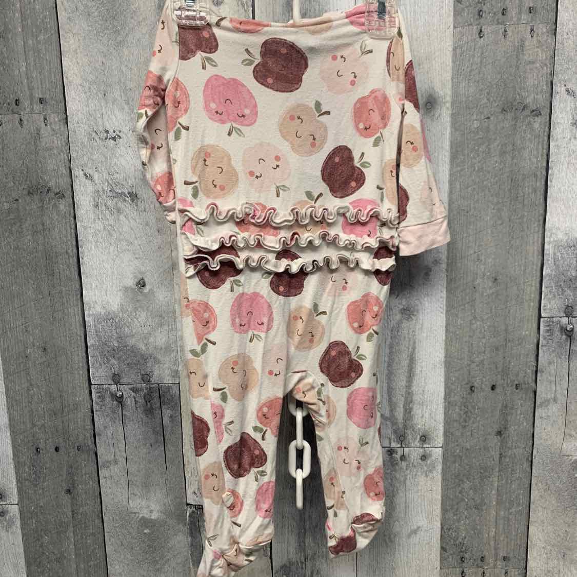 Size 3-6 Months White/Pink Bamboo Footy PJs