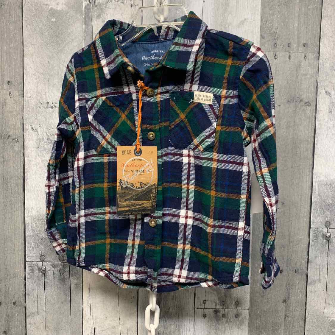Size 18 Months Navy/Green B Brand LS Button Up