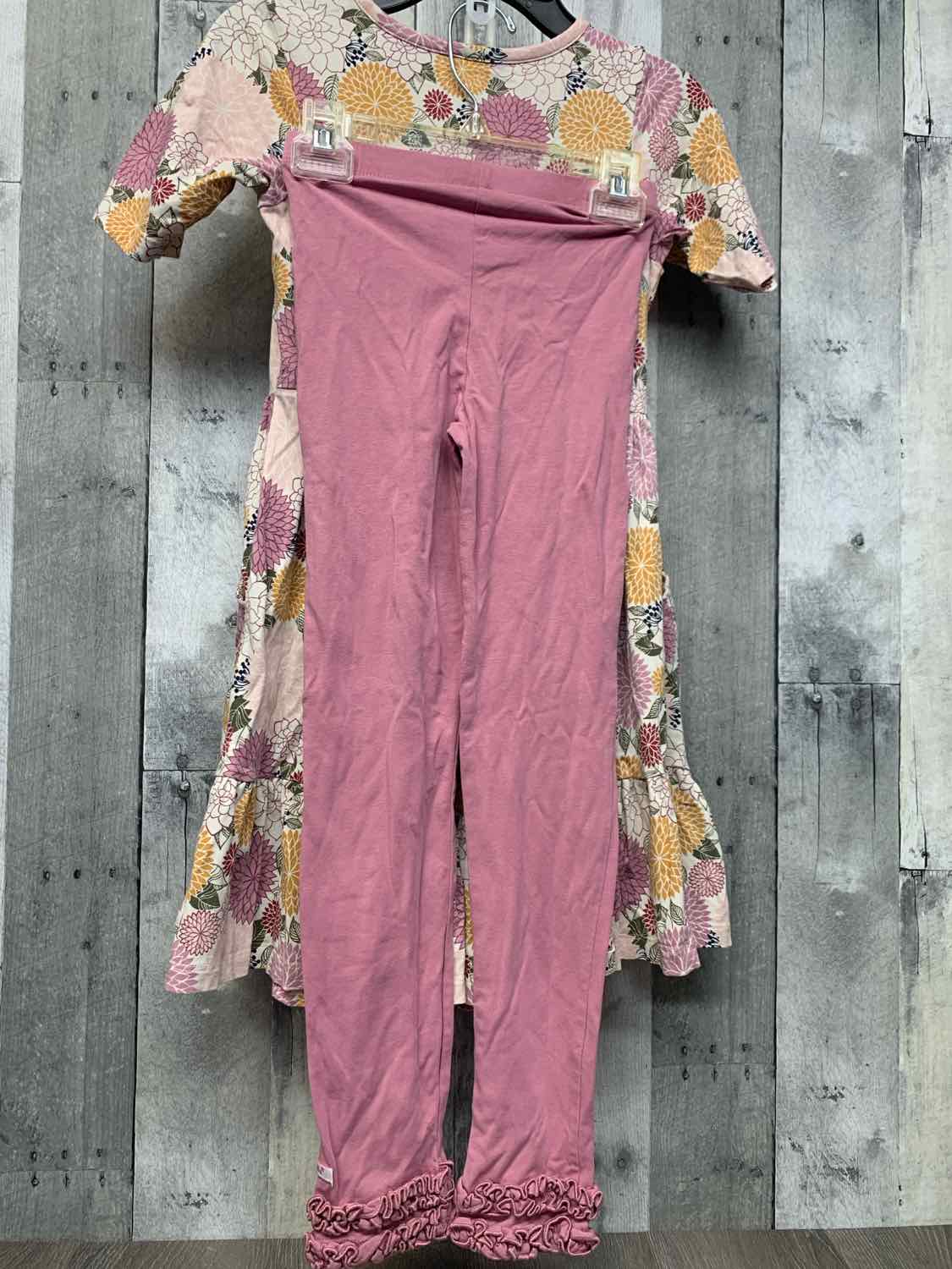 Size 8 Purple Print Ruffle Butts Shirt/Leggings