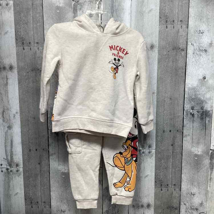 Size 2T Ivory/Red Disney Sweats - 2pc