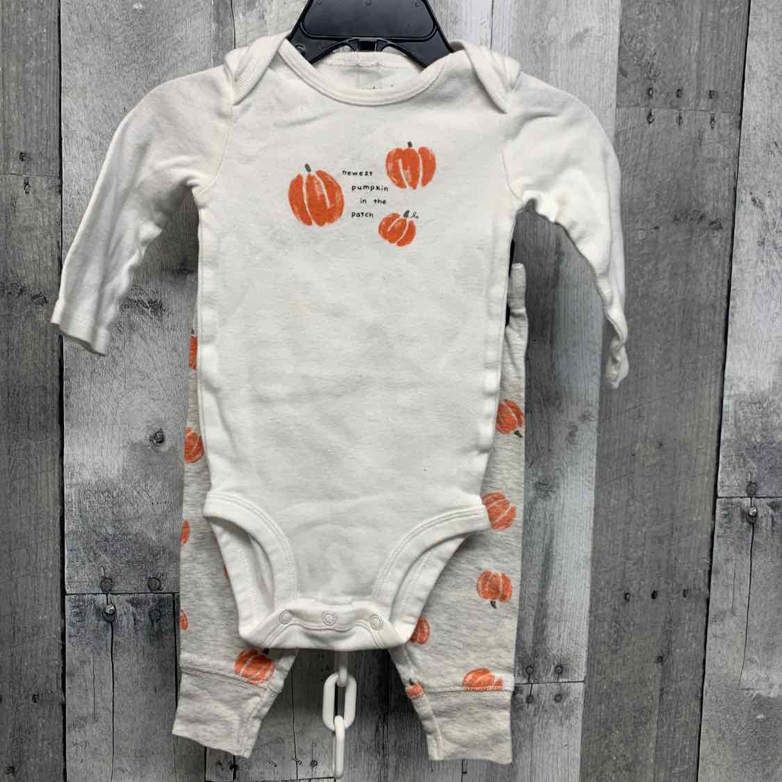 Size 3-6 Months White/Orange Child of Mine Shirt/Pants