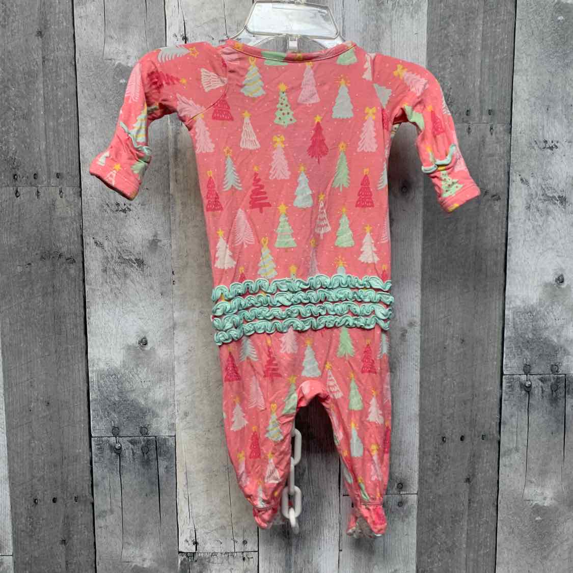 Size 0-3 Months Pink Print Ruffle Butts Footy PJs