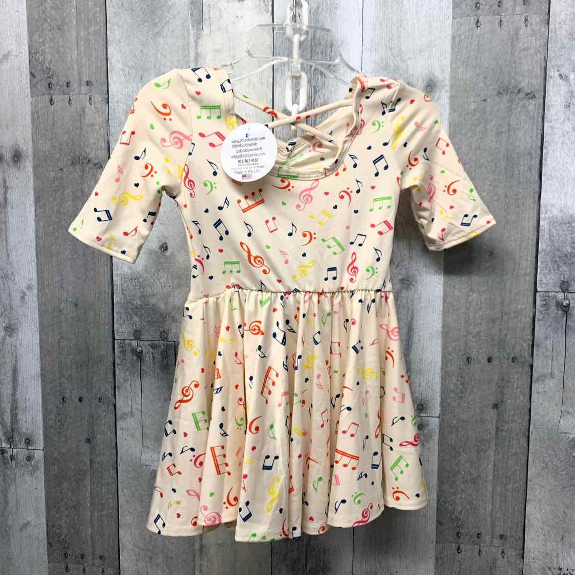 Size 12-24 Months Tan Print Dot Dot Smile Dress - OodlesCB