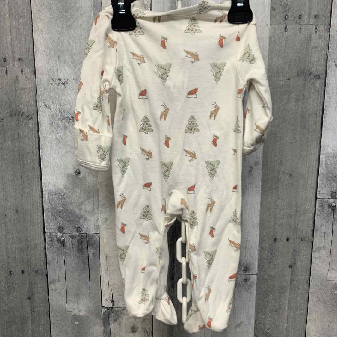 Size 0-3 Months White Graphic B Brand Footy PJs