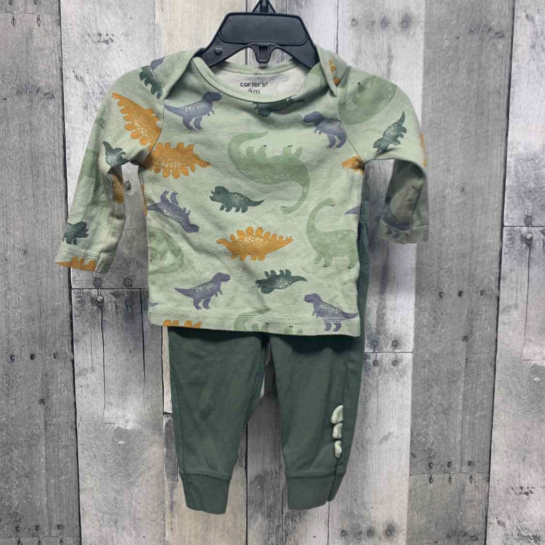 Size 6 Months Green Print Carter's Shirt/Pants