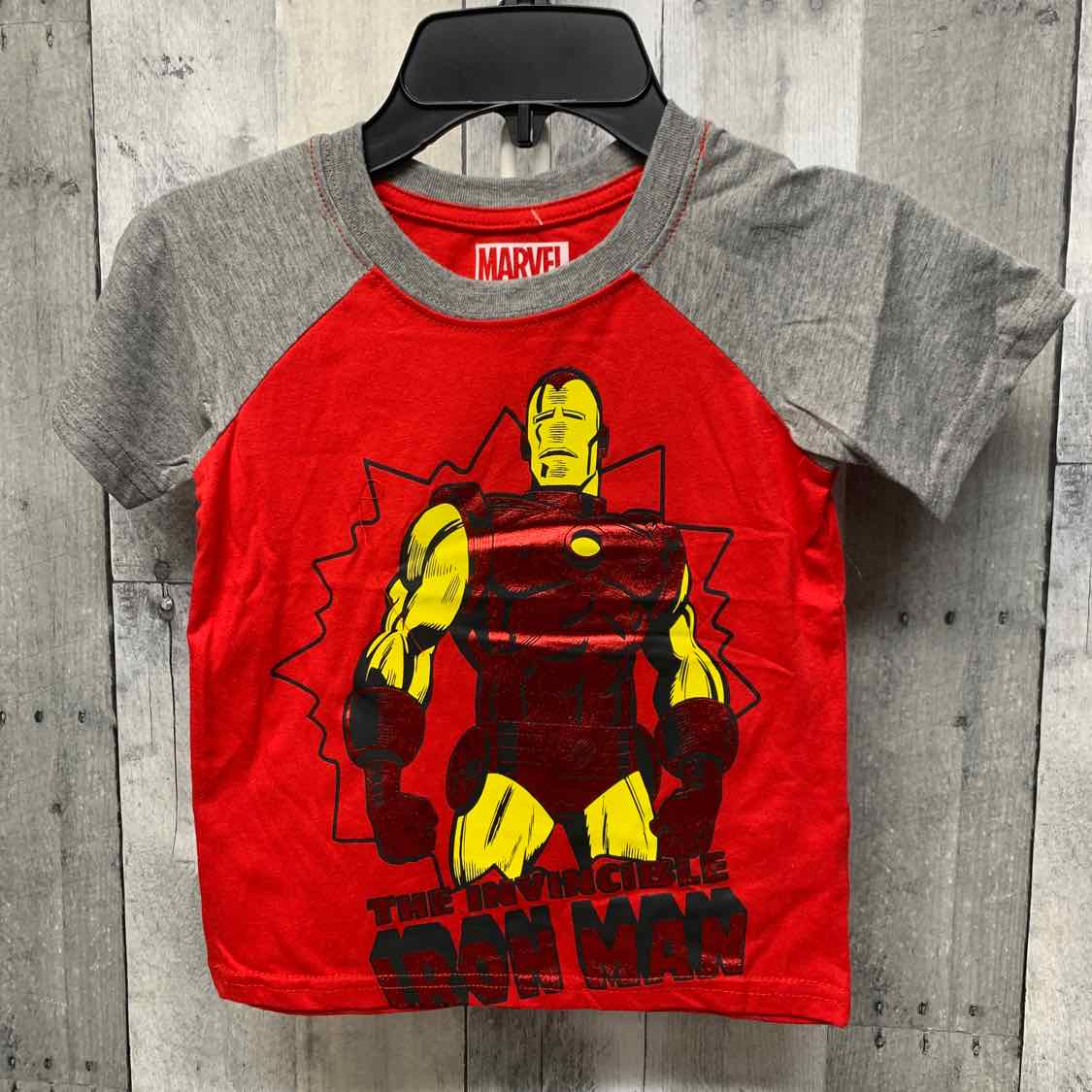 Size 4 Red/Gray Marvel T Shirt