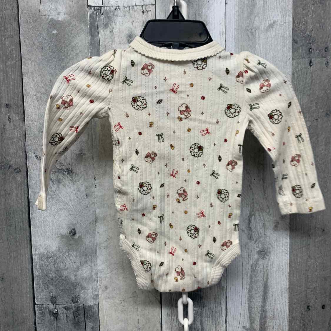 Size 0-3 Months White Print Peanuts Bodysuit