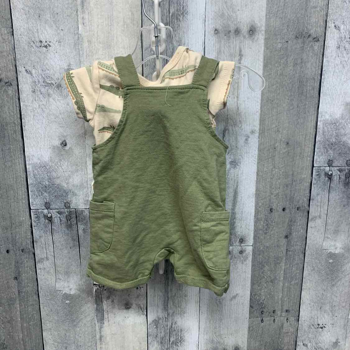 Size 0-3 Months Tan/Green B Brand Shirt/Shorts