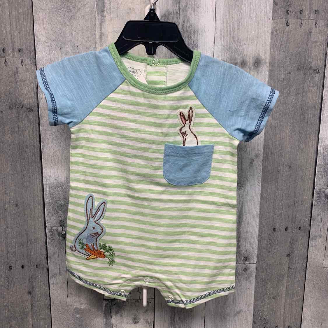 Size 6-9 Months Green/Blue Mud Pie Romper