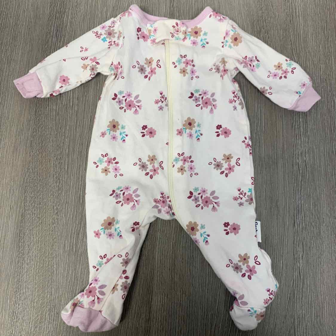Size Preemie White Floral Print Gerber Footy PJs