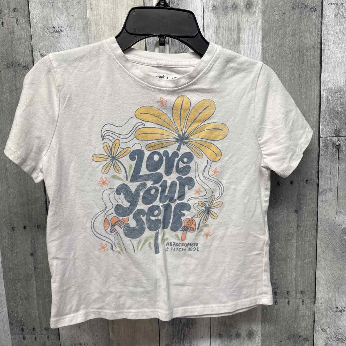 Size 5/6 White/Blue Abercrombie T Shirt