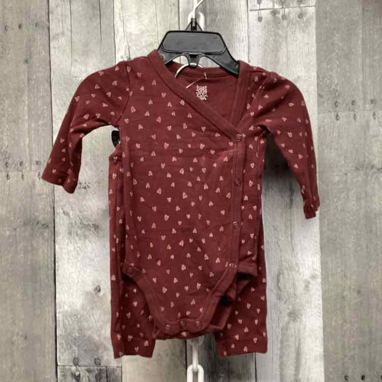Size 3 Months Burgundy Print Just One You Shirt/Leggings - OodlesCB