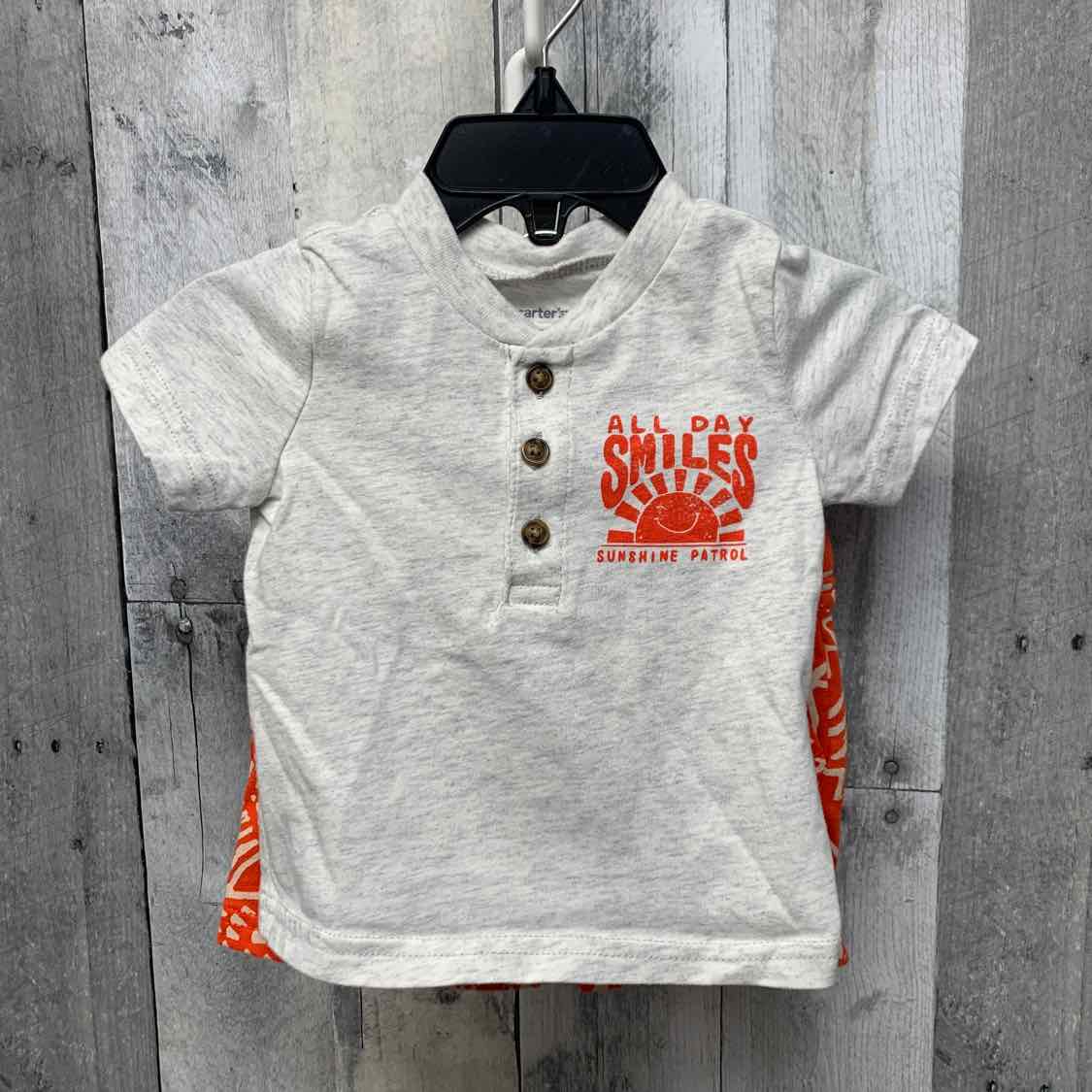 Size 3 Months Gray/Orange Carter's Shirt/Shorts