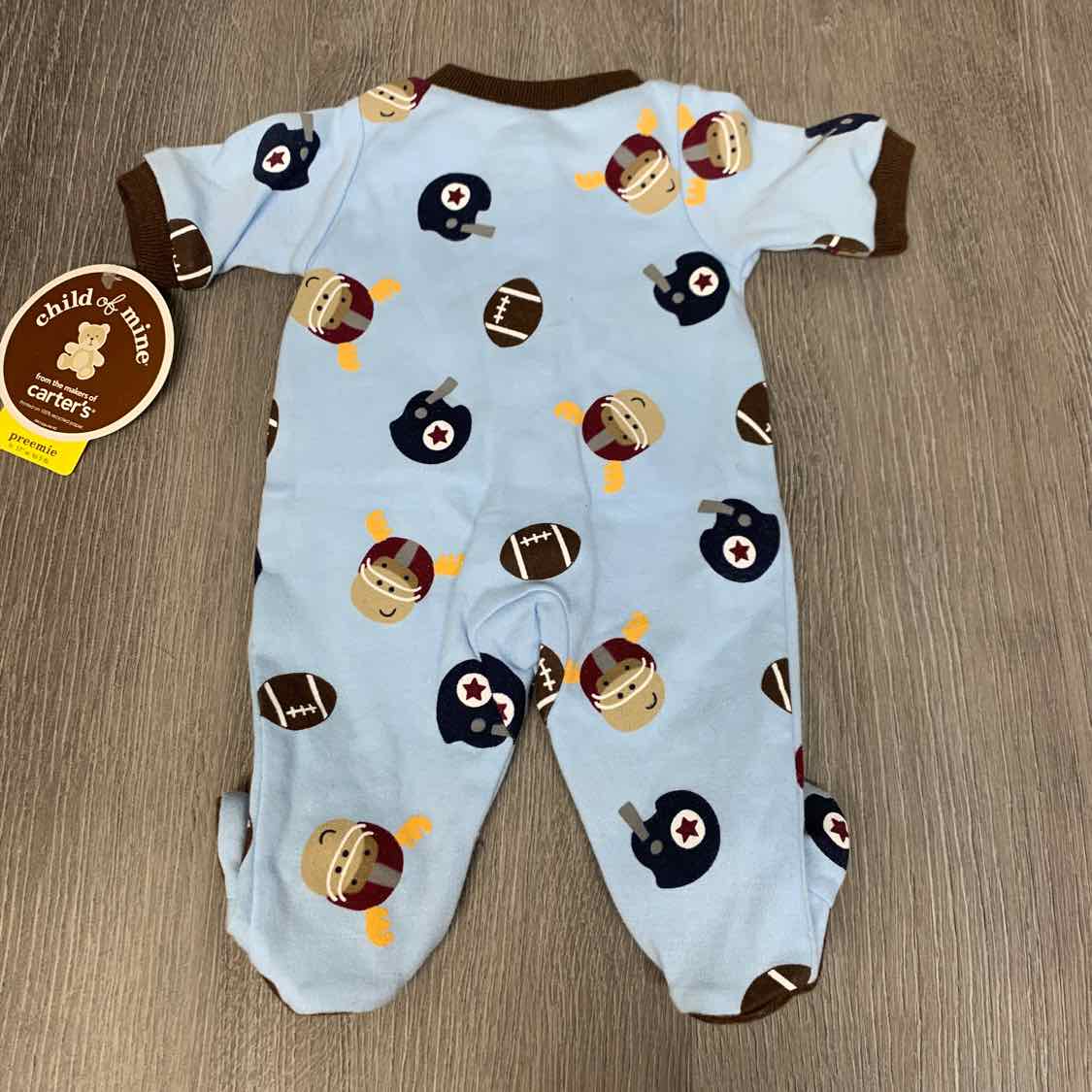 Size Preemie Blue/Brown Child of Mine Footy PJs