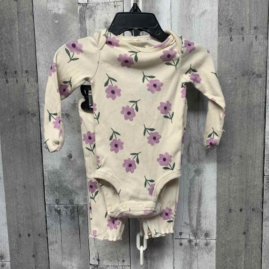 Size 0-3 Months White/Purple Child of Mine Shirt/Pants