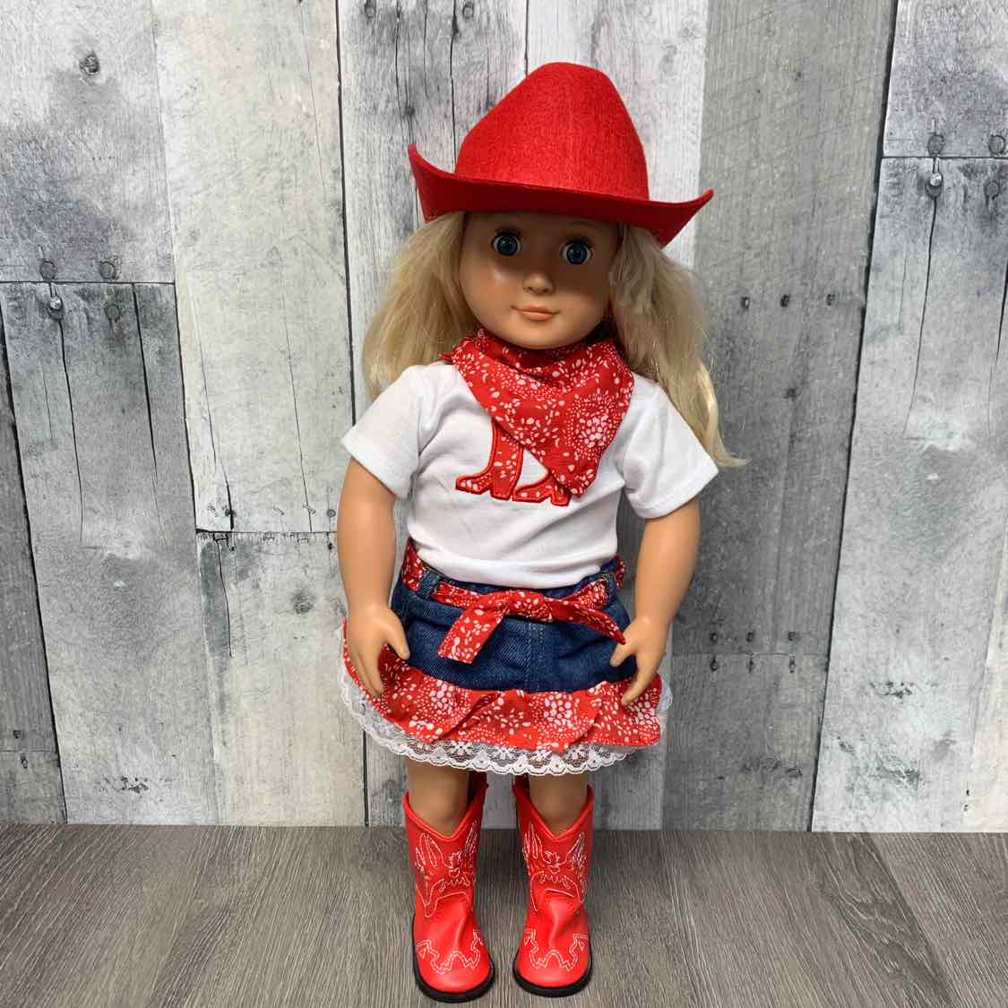5pc 18" Red Paisley Cowgirl Western Outfit - OodlesCB