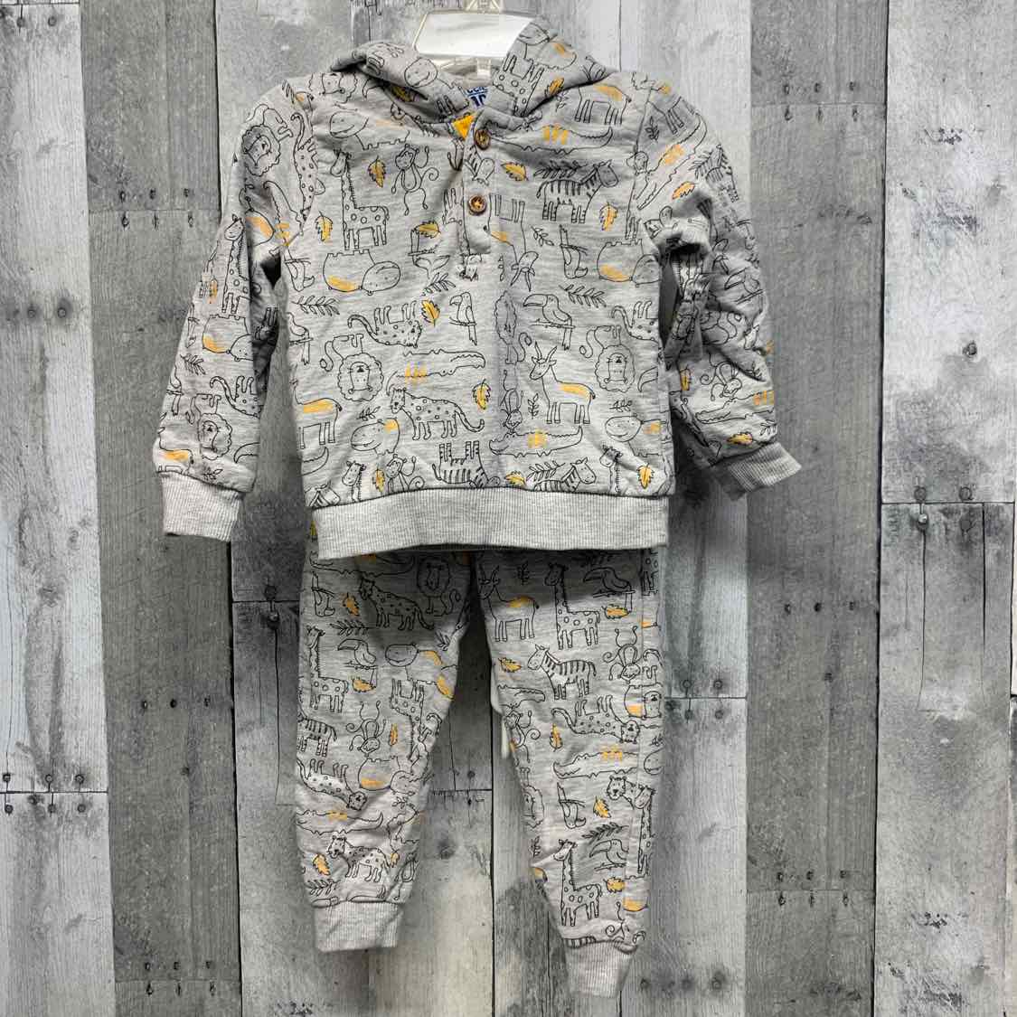 Size 24 Months Gray Print Little Lad Sweats - 2pc