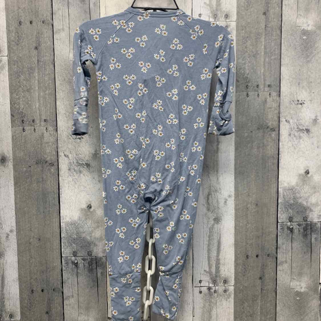 Size 3-6 Months Blue Floral Print Bamboo Footy PJs