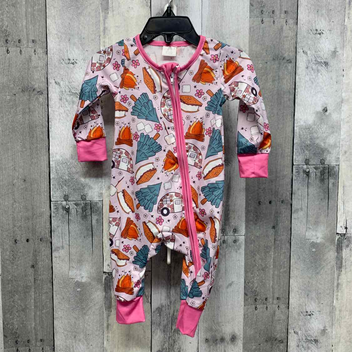Size 3-6 Months Pink Print Bamboo Footy PJs