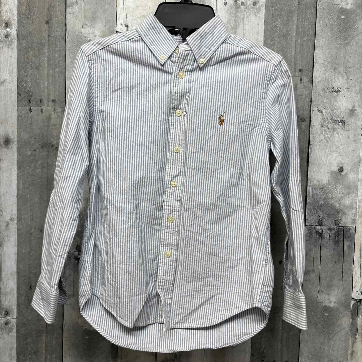 Size 8 Blue/White Ralph Lauren LS Button Up
