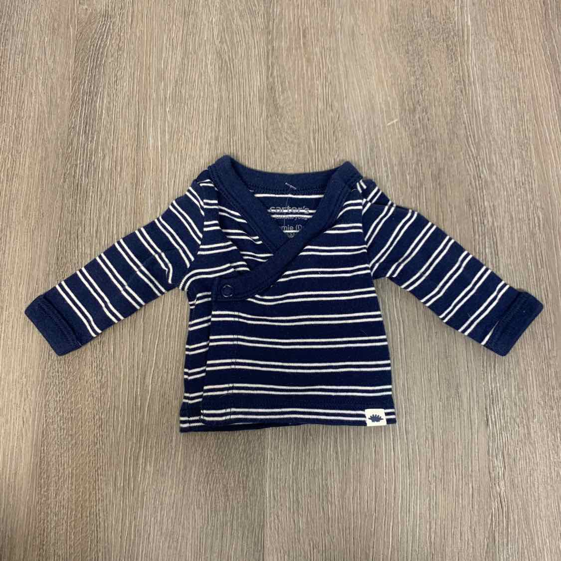 Size Preemie Navy Striped Just One You Long Sleeve Shirt