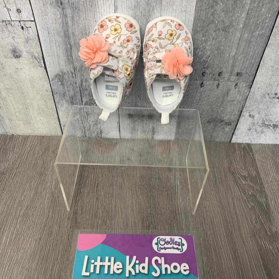 Size 3-6 Months White Floral Print Child of Mine Soft Sole Shoes