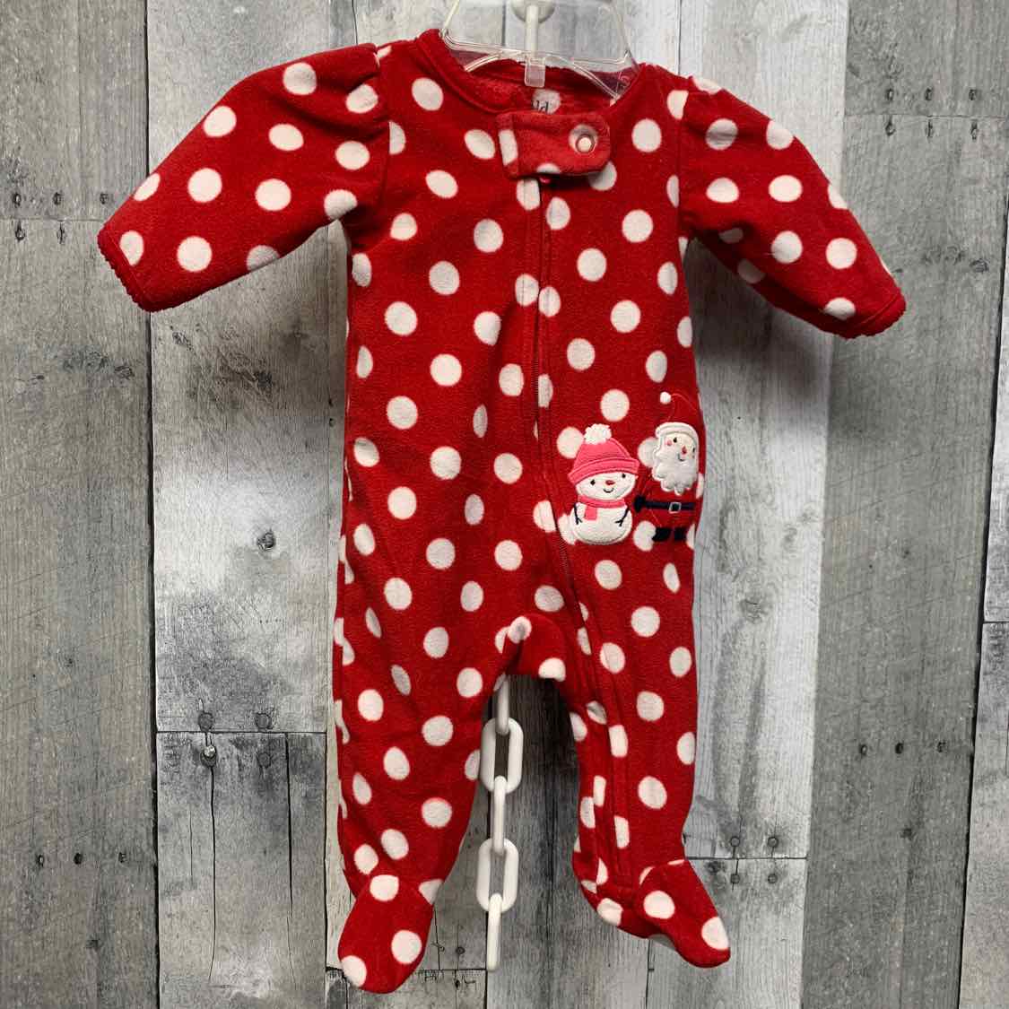 Size Newborn Red/White Carter's Footy PJs