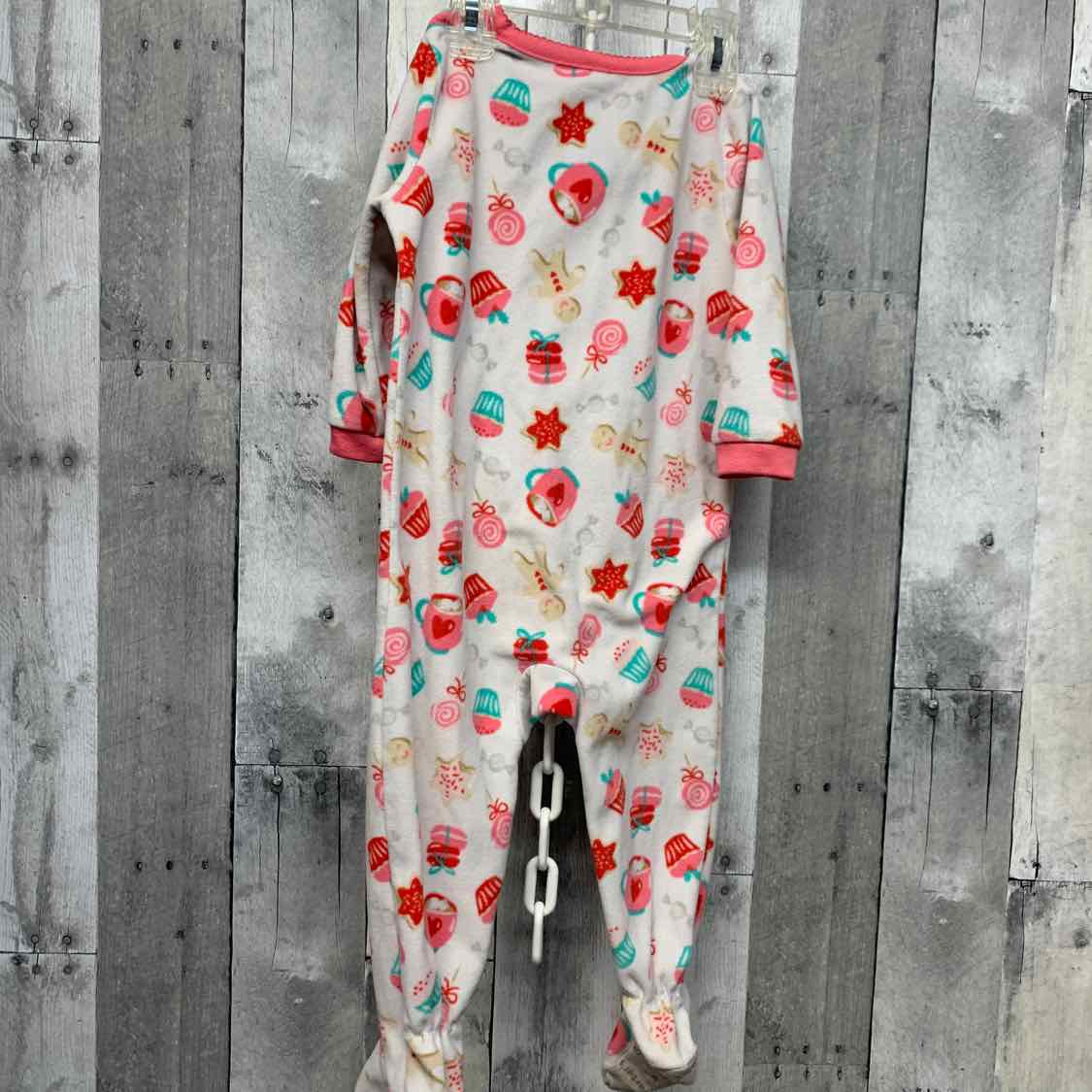 Size 18 Months White Print Carter's Footy PJs