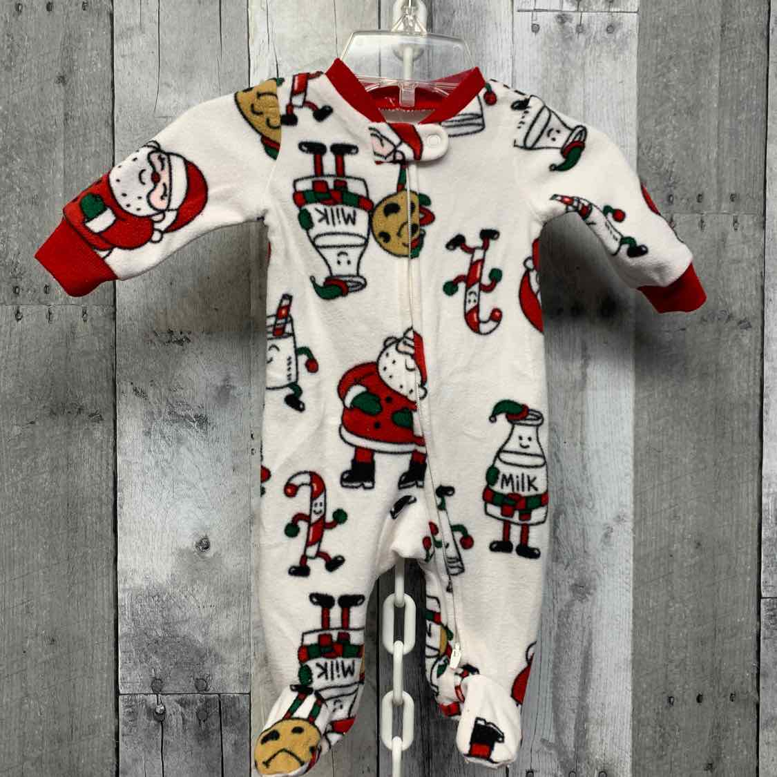 Size Newborn White Print Carter's Footy PJs