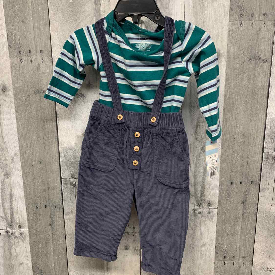 Size 3-6 Months Green/Navy Cat & Jack Shirt/Pants