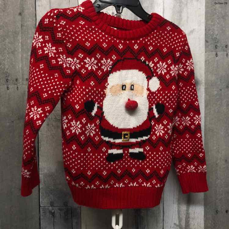 Size 3T Red Graphic Holiday Brands Sweater - Outer